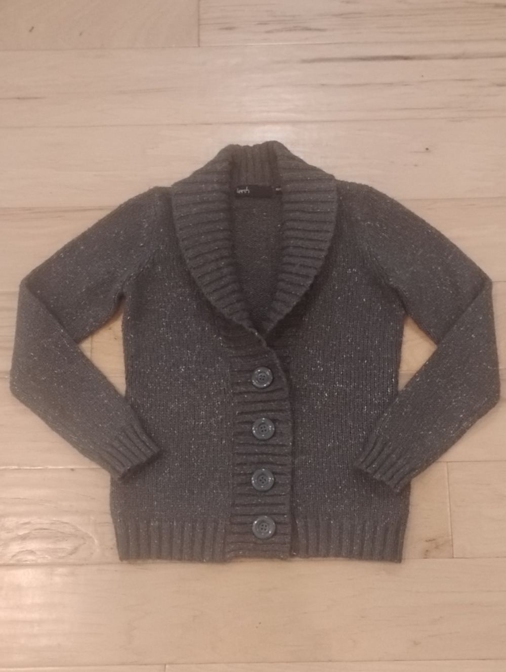 Kersh Charcoal Gray Shawl-Collar Button Cardigan